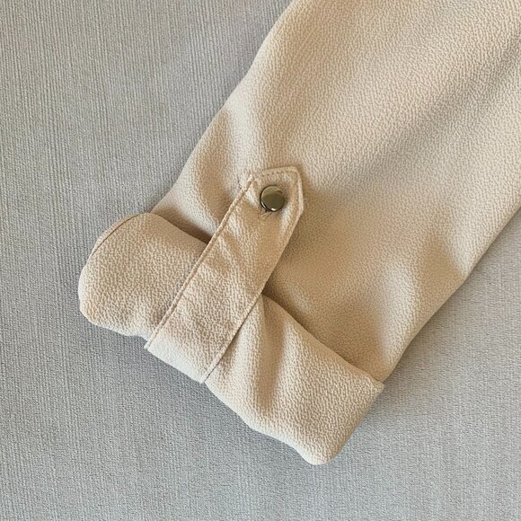 Dorothry Perkins Beige Collar ¾ Length Sleeve Blouse Corpcore Siren Minimalist - Picture 11 of 14